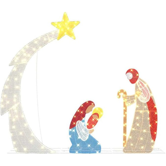 181692 - VIDAXL Skenë e Lindjes së Krishtit, E Bardhë e Ngrohtë, Dimenzionet 149 x 32 x 127.5 cm, Materiali Poliester