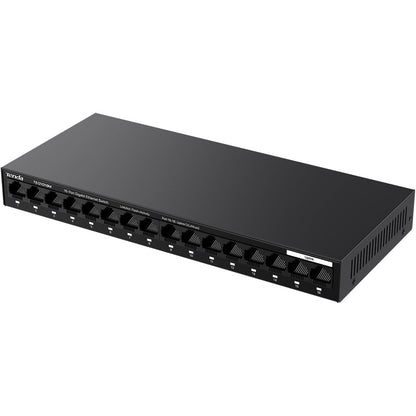 305236 - TENDA Switch TEG1016M rrjeti me 16 porta Gigabit, Switch LAN për montim në mur (i pamenaxhuar, VLAN, pa ventilator, plug and play, strehim metalik, i zi)