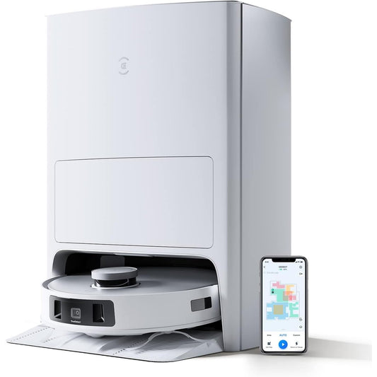 74009 - ECOVACS DEEBOT T20 OMNI Robot Fshesë për Dysheme me Mop, Pastrim Pluhuri, Mopa Automatike Ngritëse, Larje me Ujë të Nxehtë, Fuqi Pastrimi 6000Pa, Stacion i Zbrazëtjes, Zbulim Pengesash 3D, E Përshtatshme për Qilima, Kontrollueshme nga Alexa/APP