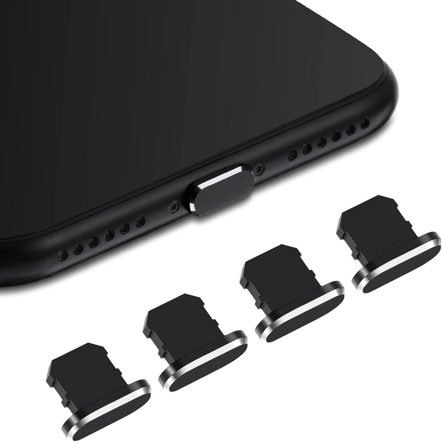 258254 - Pako me 4 tapa kundër pluhurit për iPhone, të pajtueshme me iPhone 11, 12, Pro, 8 Plus, iPad Mini/Air, ngjyra: e zezë