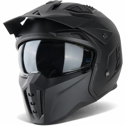 322252 - VINZ Kioto Helmetë Reaktive, E Miratuar ECE 22.06, Helmetë Skuteri me Mbrojtëse Dielli, Mjekre të Lëvizshme - E Zezë Mat