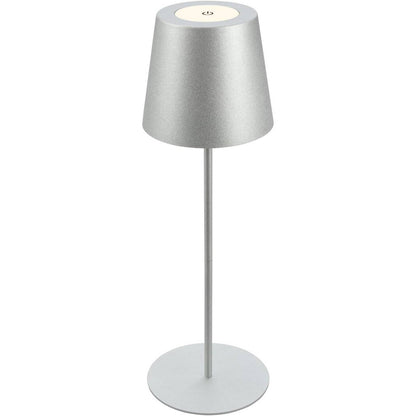 187783 - BRILONER - Llambë Tavoline LED pa Tel 36x10.5cm, me Prekje, Rikarikueshme, Funksionon me Bateri, Rregullueshme në Lartësi, Errësueshme, USB-C, e Përshtatshme për Komodinë ose si Llambë Leximi, Argjendtë