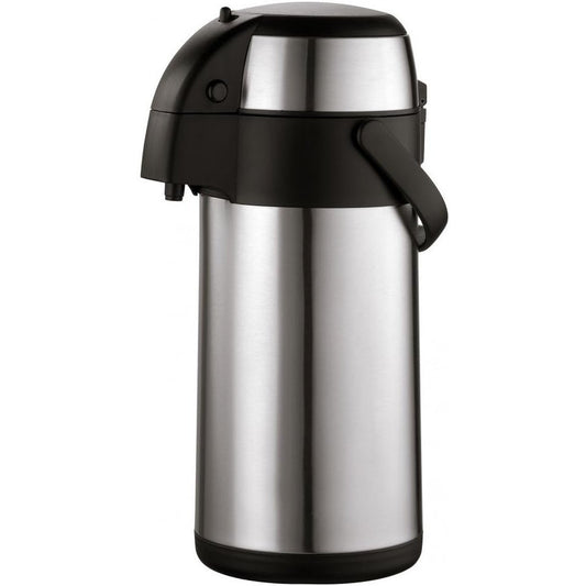 227063 - AXENTIA Airpot Argjendi, Enë me Pompë Çelik Inox, Enë e Izoluar me Mure të Dyfishta, Vëllimi: 3 L, Dimensionet: 15 x 15 x 35 cm