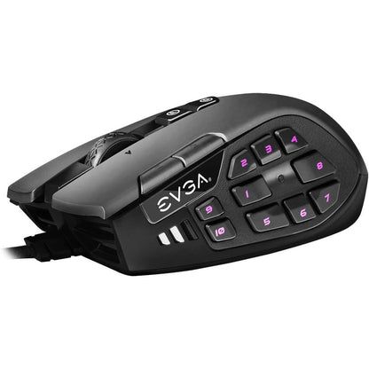 272909 - EVGA X15 MMO Maus lojërash, 8k, me tela, i zi, 16,000 DPI, 5 profile, 20 butona, ergonomik 904-W1-15BK-K3