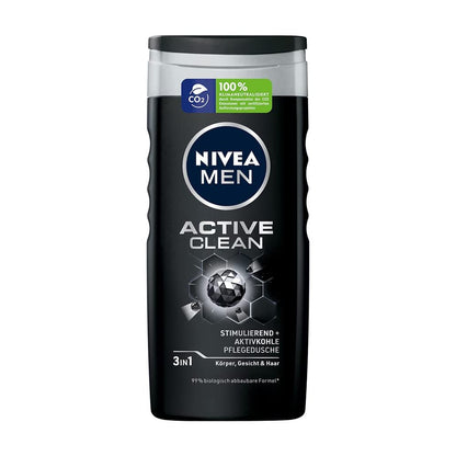302656 - NIVEA MEN Xhel Dushi Active Clean 3 në 1 me Qymyr Aktiv, 250 ml
