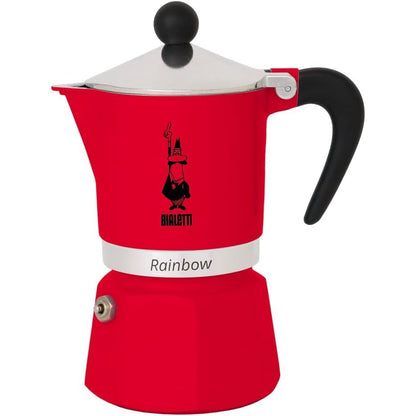 251186 - BIALETTI Makinë për kafe espresso 4963 Rainbow, Alumini, e Kuqe, 6 Filxhanë