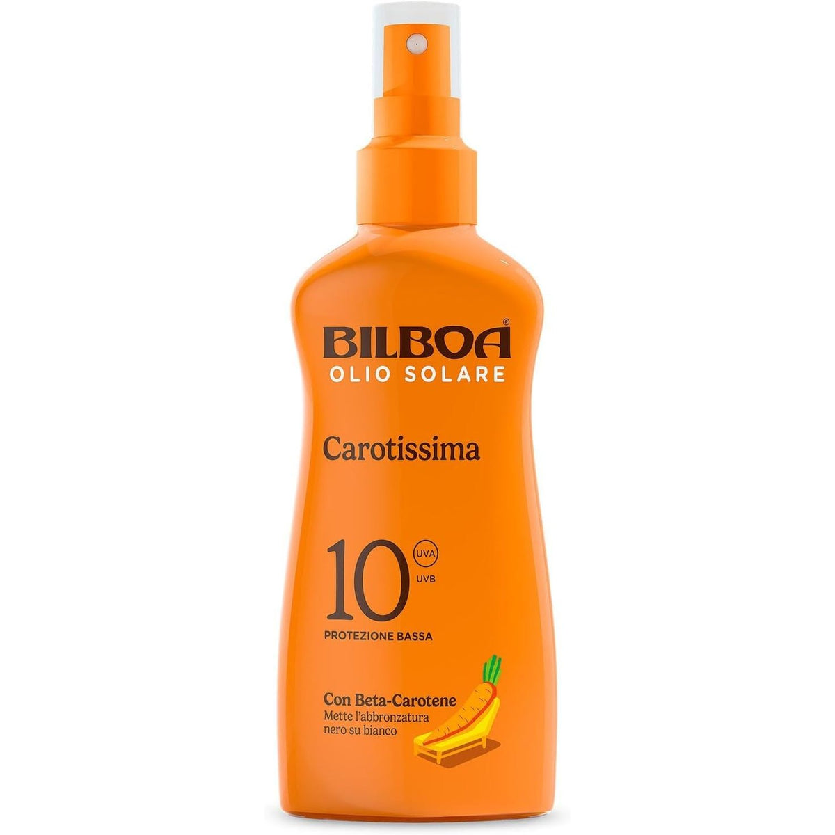 312069 - BILBOA Carotissima sprej me vaj diell SPF 10, 200 ml, nxirje me mbrojtje, përmban Betakaroten, rezistent ndaj ujit