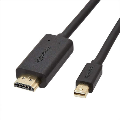 274459 - Amazon Basics Kabllo Mini DisplayPort në HDMI me lidhës të veshur me ar, sinjal të qartë dixhital audio dhe rezolucion të plotë HD, 1.83 m, i zi
