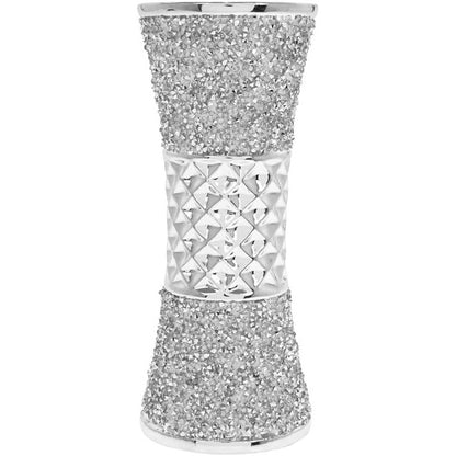 168081 - LEONARDO - Vazo Lulesh Argjendi me Diamante të Grimcuara, Teksturë, 19cm, nga Koleksioni Leonardo