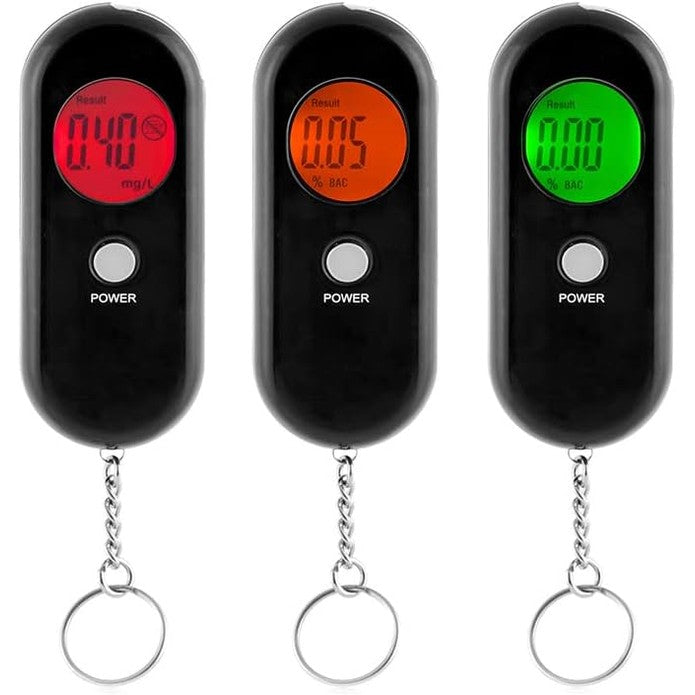 335074 - INNOVAGOODS Alkomates Portativ Parandalon Tepricën e Alkoolit, I Lehtë, Ndriçim me 3 Ngjyra, I Zi, Material ABS