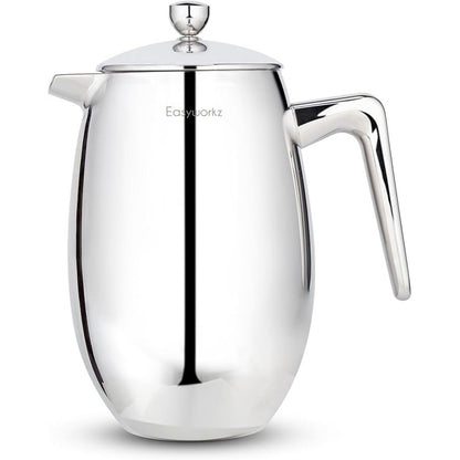 141863 - Easyworkz Nando French Press - Cafetera térmica con aislamiento de doble pared de 34 onzas, cafetera de acero inoxidable 304
