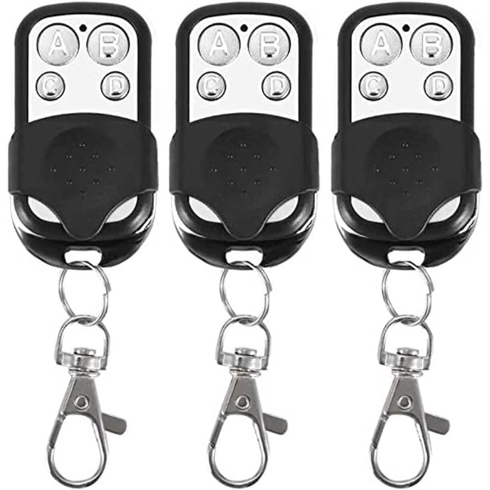 277150 - GC GLOBALCOMMERCE Set me 3 telekomanda universale vetë-mësuese për porta automatike, 4 butona, frekuencë 433.92 MHz, e zezë