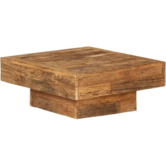 181835 - vidaXL Tavolinë Retro Katrore 80x80x28 cm, Druri i Ripërdorur Masiv, Përdorim i Shumëanshëm