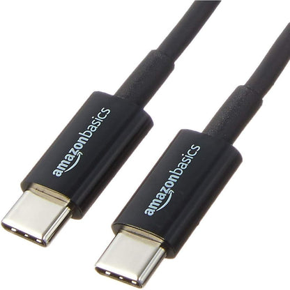 320660 - Kabllo karikimi të shpejtë USB-C në USB-C 2.0 Amazon Basics, shpejtësi 480 Mbps, i çertifikuar USB-IF, për Apple iPhone 16/15, iPad, Samsung Galaxy, tableta, laptopë, 0.9 m, i zi