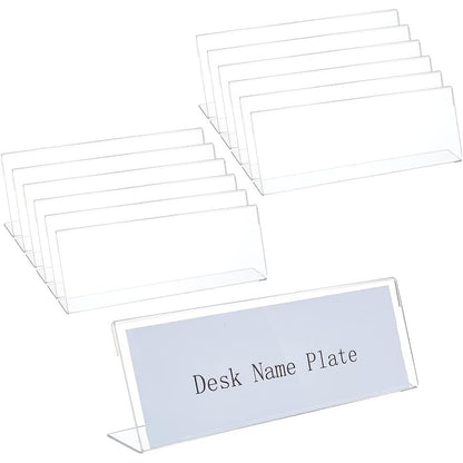 215747 - BENECREAT Pllaka Emri Akrilike për Tavolina me Fletë Mbrojtëse, Mbajtëse Tabelash Transparente në Formë L 35x216x74 mm