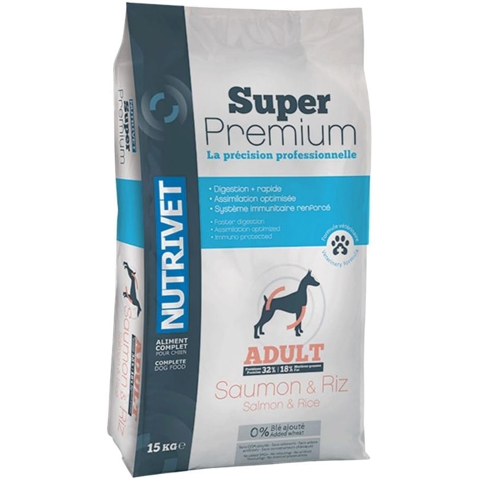 217246 - NUTRIVET Super Premium Oriz me Salmon, Kroketa pa Grurë për Qen, 15 kg