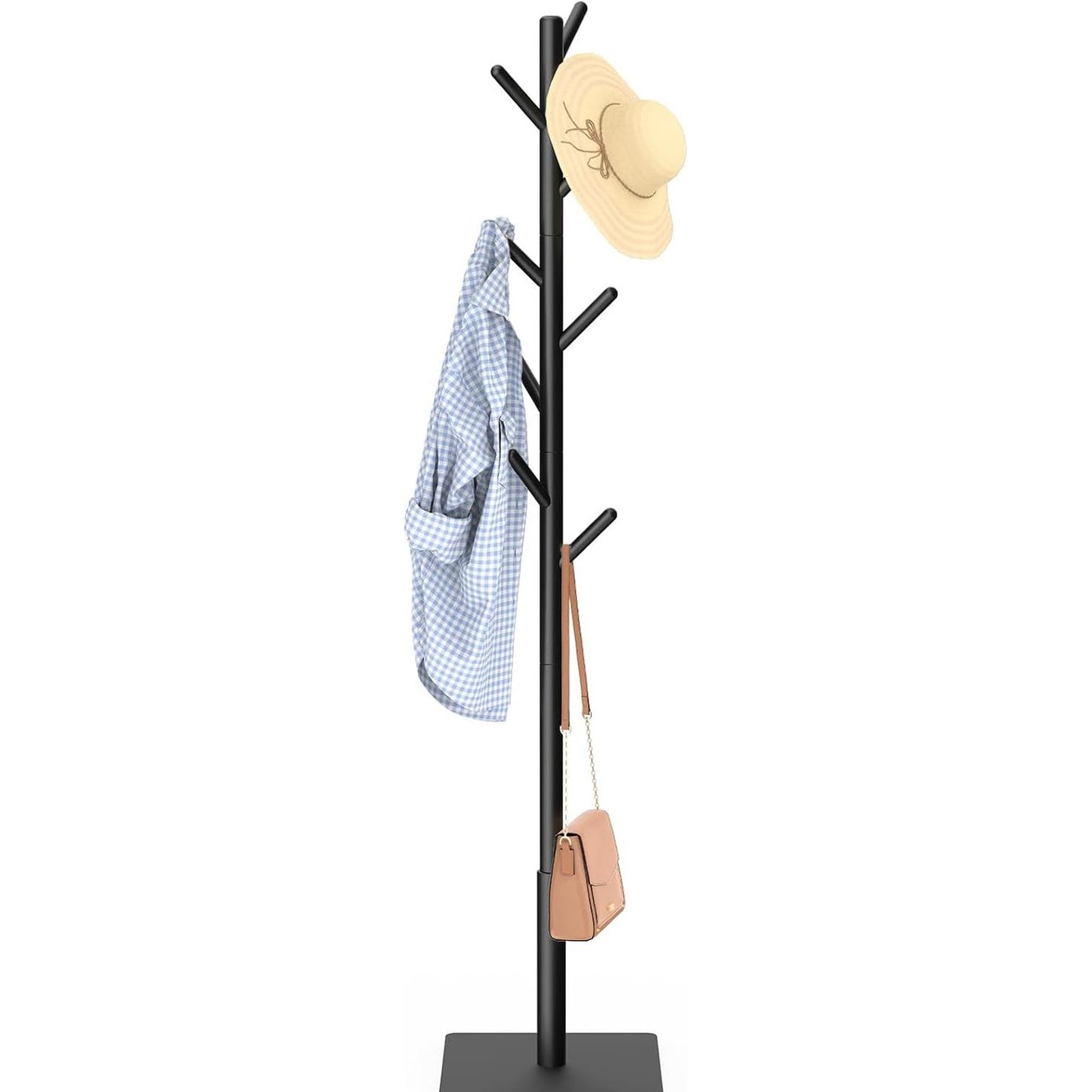 245499 - YHEENLF Raft rrobash prej druri, 8 grepa, 3 lartësi të rregullueshme, 30x30x180 cm, e zezë