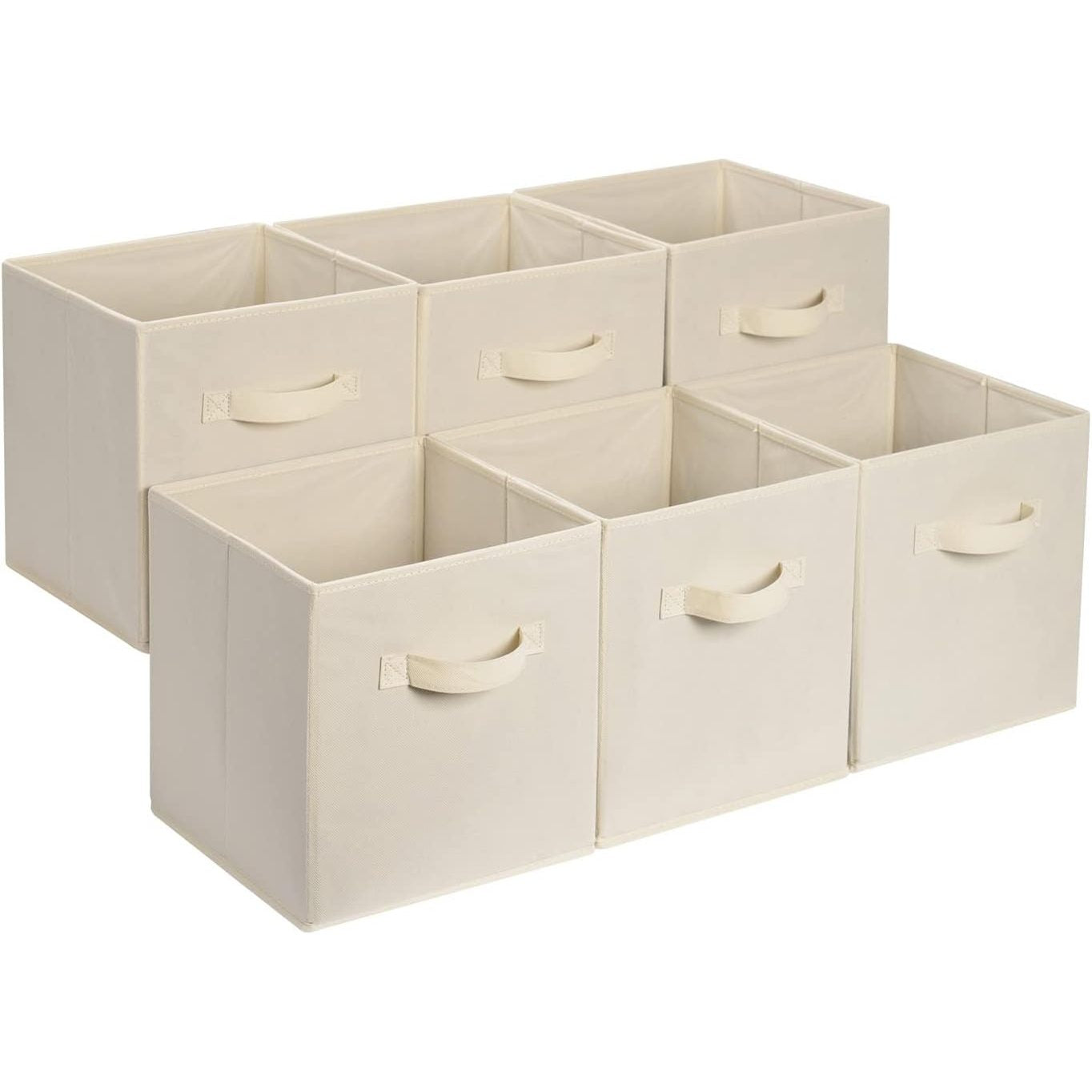 221897 - Kub Ruajtës prej Pëlhure i Palosshëm me Doreza Amazon Basics, Set me 6 copë, 33 x 33 x 33 cm, Bezhë e Thjeshtë