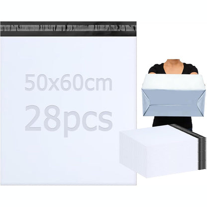 310489 - PDKKFF - 28 copë Qese të mëdha transporti 50x60cm, çanta plastike transporti me mbyllje vetëngjitëse, të errëta