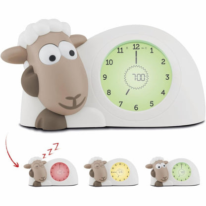 250598 - Zazu Ora Sam the Lamb, Orë Trajnimi për Gjum dhe Dritë Nate për Fëmijë, tregues vizualë, shkëlqim i rregullueshëm, fikje automatike (kafe)