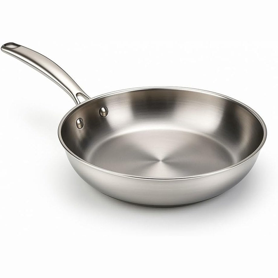 184277 - WECOOK! PRO Tigan Ø 24cm, Bazë e Trefishtë, 18/10 Çelik Inox, Pajtueshëm me Induksion, i Qëndrueshëm, Dorezë Ergonomike, i Sigurt për Furrë deri në 200°C, i Sigurt për Lavastovilje