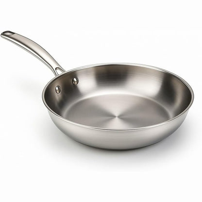184277 - WECOOK! PRO Tigan Ø 24cm, Bazë e Trefishtë, 18/10 Çelik Inox, Pajtueshëm me Induksion, i Qëndrueshëm, Dorezë Ergonomike, i Sigurt për Furrë deri në 200°C, i Sigurt për Lavastovilje