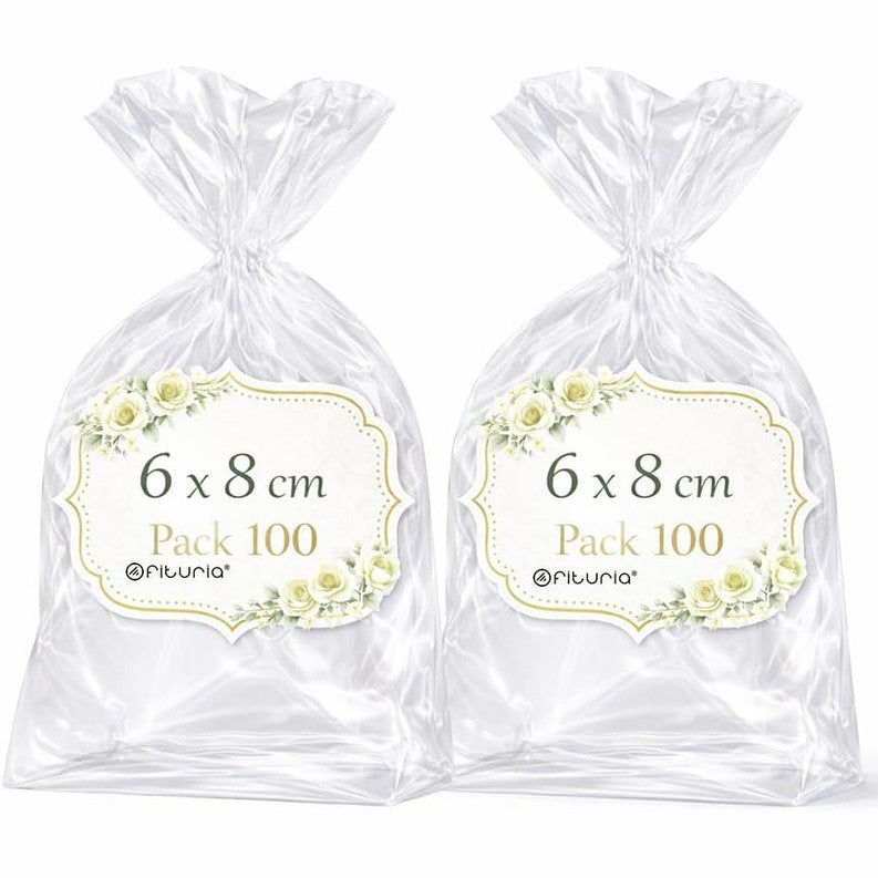 318680 - OFITURIA Qese celofani transparente 6 x 8 cm - Qese plastike për ëmbëlsira - 2 pako (200 qese)