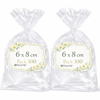 318680 - OFITURIA Qese celofani transparente 6 x 8 cm - Qese plastike për ëmbëlsira - 2 pako (200 qese)