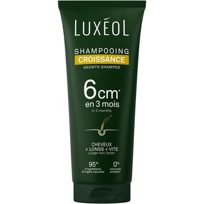 318040 - LUXÉOL Shampo për Rritje, 200 ml, Rritje 6 cm në 3 Muaj, Flokë më të Gjatë dhe më të Shpejtë, E Provuar Klinikisht, Vaj Ricini, Amla dhe Xhensen