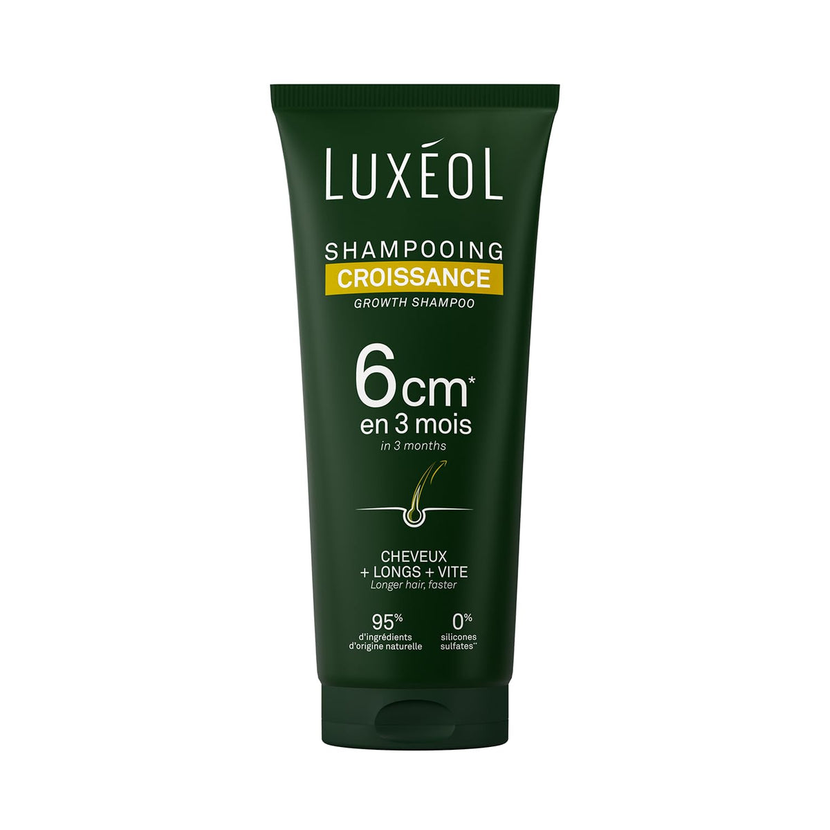301192 - LUXÉOL - Shampo për Rritje - Rritje 6 cm në 3 Muaj - Flokë më të Gjatë dhe më të Shpejtë - E Provuar Klinikisht - Formulë me Rrjedhje Natyrale - Vaj Ricini, Amla dhe Xhensen - 200 ml