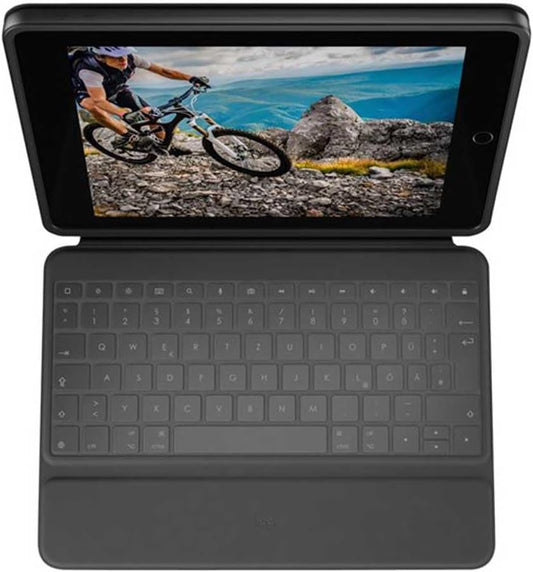 319424 - LOGITECH RUGGED FOLIO për iPad (gjenerata e 10-të dhe A16), lidhës inteligjent, tastierë rezistente ndaj derdhjeve, QWERTZ - Gri
