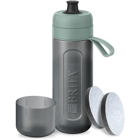 215592 - BRITA Shishja me filtër Active me ngjyrë jeshile pastel (0.6l) përmban 2 filtra MicroDisc - shishe fleksibile, sportive, filtron klorin, ndotësit, hormonet dhe pesticidet