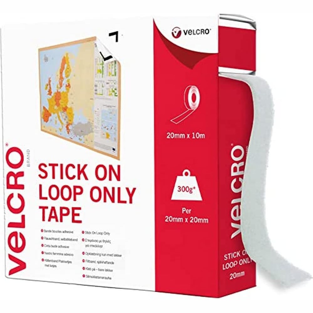 314308 - VELCRO Shirit Vetëngjitës me Grep dhe Lak, 20 mm x 10 m, Prerje në Gjatësinë e Dëshiruar