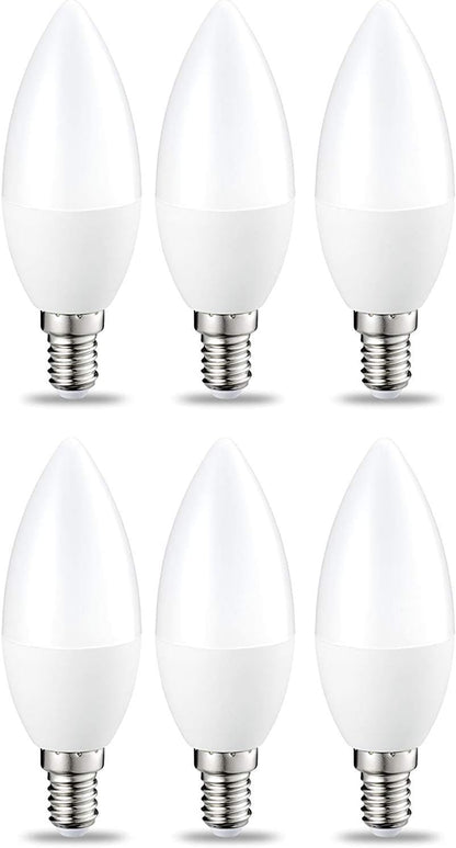 247120 - AMAZON BASICS Llambë LED E14, në formë qiriri, 5W (zëvendëson 40W), e tejdukshme, me errësim, e bardhë e ngrohtë, pako me 6 copë