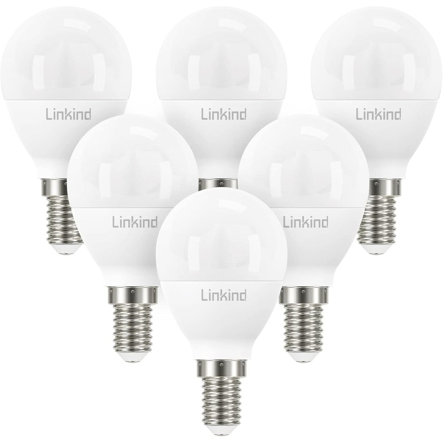 253254 - LINKIND Llambë LED E14 P45 7.2W, ekuivalente me 60 vat, 2700K e Bardhë e Ngrohtë, P45/G45, 806lm, AC 220-240V, Pako me 6 copë