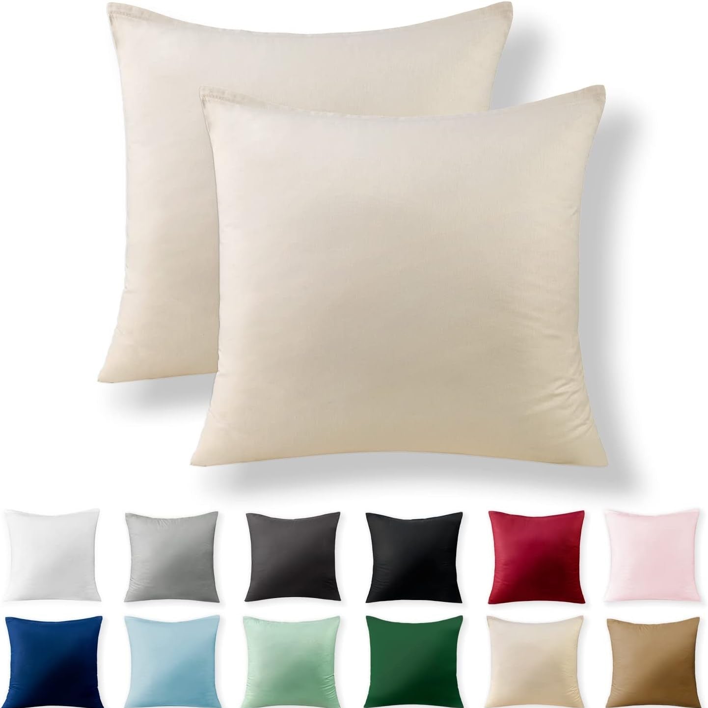 186385 - ALREYA Set 2 Copësh Mbulesa Jastëkësh 50x50cm - 100% Pambuk, Ngjyrë Bezhë