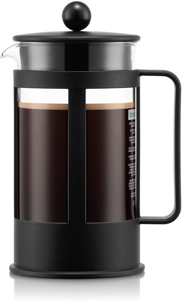263022 - BODUM | Makinë kafeje Kenya | Kapacitet 1L / 8 Filxhanë | Presë manuale franceze | E bërë nga qelqi borosilikat dhe çelik inox | Mund të lahet në lavastovilje | Prodhuar në Portugali