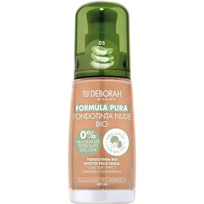 303347 - DEBORAH MILANO - Fondatinë Pure Formula Nude BIO, n.05 Bajame, me vitaminë C dhe Aloe Vera, SPF 20, Teksturë e lëngshme, 30 ml