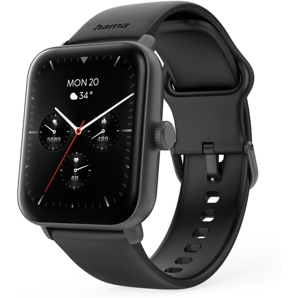 273029 - HAMA ORA INTELIGJENTE, EKRAN ME NGJYRA 1.65", FUNKSION TELEFONI, GPS, IP68 + 3ATM, WHATSAPP, EMAIL, ASISTENT ZANOR, MONITORUES GJUMI, 100 MODALITETE SPORTIVE + PLANE STËRVITJEJE, PEDOMETËR, MONITOR I RRAHJES SË ZEMRËS, KALORIVE ETJ., E ZEZË