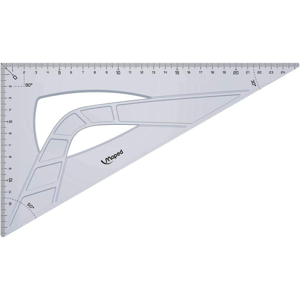 269667 - MAPED Vizore Shkollore Set Shkollor 60° Katror, Ana 26 cm më e Gjatë, Dizajn Transparent me Graduacione të Shtypura, Dorezë Ergonomike