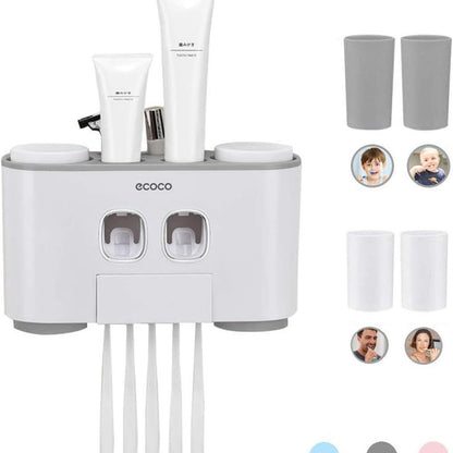 247766 - MHTECH Dispensues Automatik i Pastës së Dhëmbëve dhe Mbajtës Shumëfunksional - 2 pompa, 4 gota, 5 furça