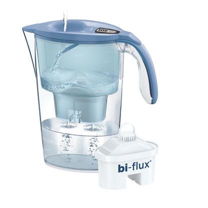187705 - LAICA Stream Line - Enë Filtri Uji 2.3L me Kohëmatës Dixhital, Blu, 1 Filtër Bi-Flux i Përfshirë, Zvogëlon Klorin dhe Metalet e Rënda, Ruan Kripërat Minerale të Dobishme - Prodhuar në Itali