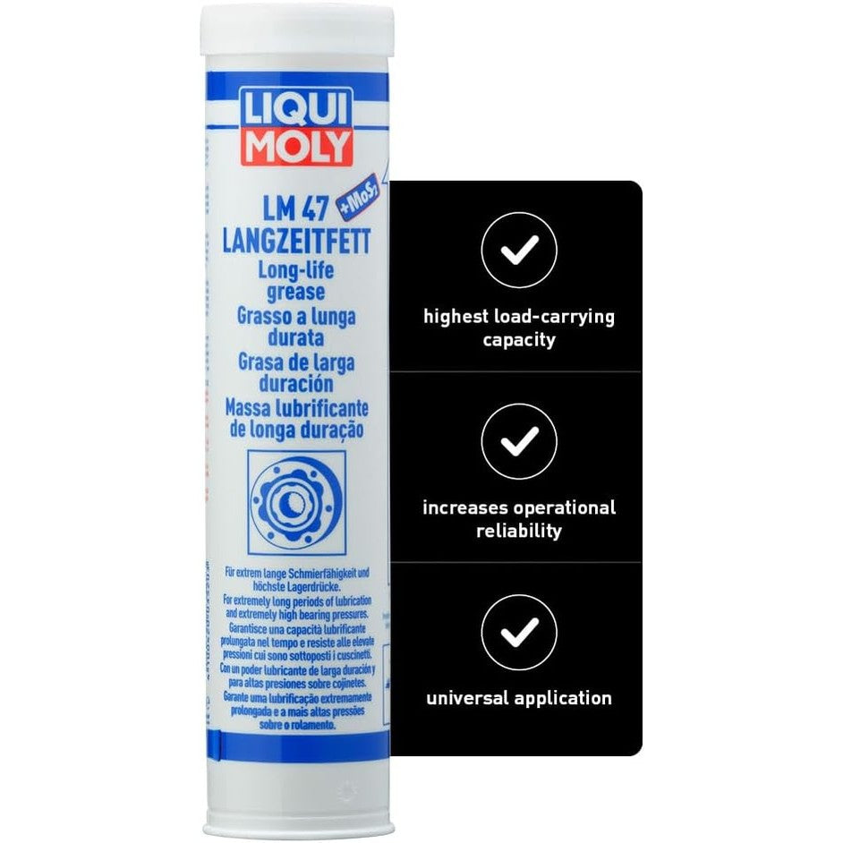 322579 - LIQUI MOLY Yndyrë LM 47 me qëndrueshmëri të gjatë + MoS2 | 400 g | Yndyrë litiumi | Nr. i artikullit: 3520