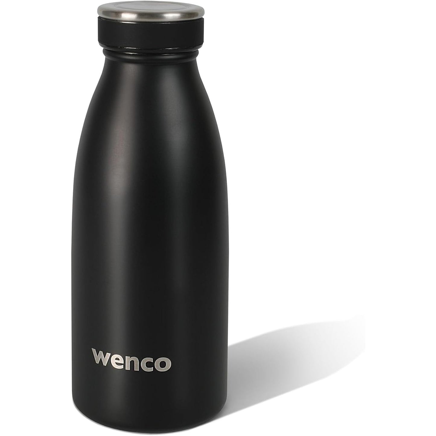 220117 - Shishe për pije prej çeliku inox Wenco, 0.35l / 350ml, e izoluar, papërshkueshme nga rrjedhjet, pa BPA, e zezë