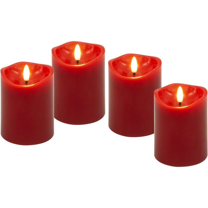 209659 - GOOBAY Qirinjë me Kohëmatës, Set 4 Copësh, të Kuq, me Fitil 3D, Funksionojnë me Bateri, për Dhomë Ndenjeje dhe Ngrenie - 77749