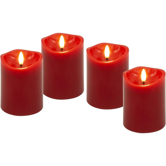 209659 - GOOBAY Qirinjë me Kohëmatës, Set 4 Copësh, të Kuq, me Fitil 3D, Funksionojnë me Bateri, për Dhomë Ndenjeje dhe Ngrenie - 77749