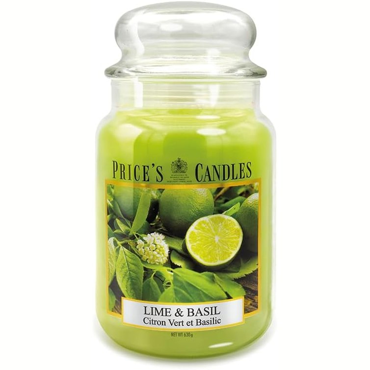 228745 - PRICE'S Qiri i madh aromatik me limon dhe borzilok, kavanoz qelqi, deri në 150 orë djegieje