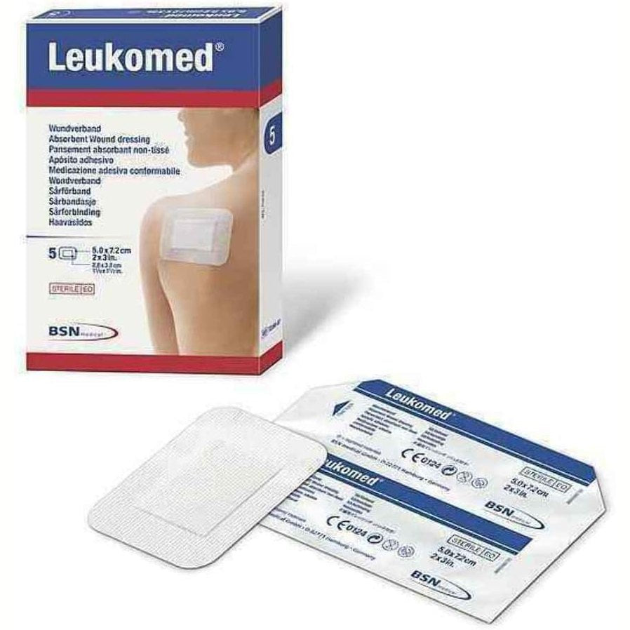 303322 - LEUKOMED - Fasha Sterile 5x7.2 cm, 50 Copë, Fasha Plagësh të Mbyllura Individualisht, Jo Ngjitëse
