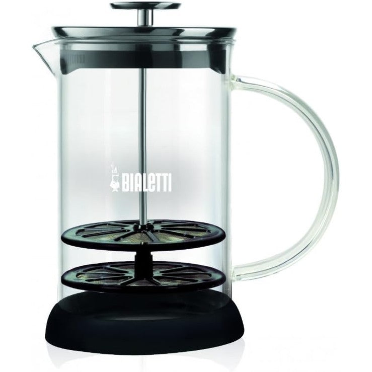 256372 - BIALETTI Cappuccinatore, 330 ml, Qelq, I Zi/Transparent, I përshtatshëm për mikrovalë, I sigurt për lavastovilje