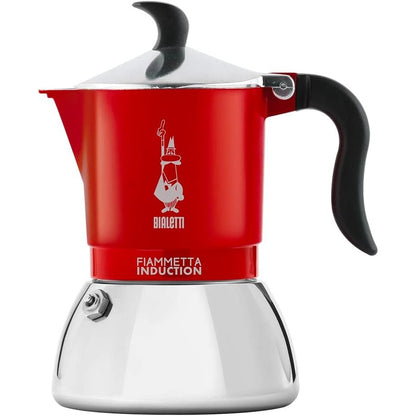 187639 - BIALETTI Makinë kafeje Fiammetta me induksion, Kapacitet për 2 filxhanë (100 ml), e Përshtatshme për të Gjitha Sobat, Materiale Prej Metali, e Kuqe